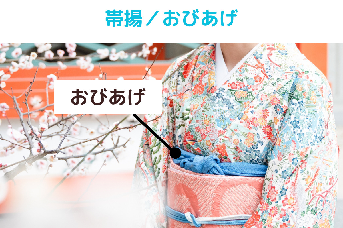 着物kimonoの名称、帯揚（おびあげ）の説明画像、写真。